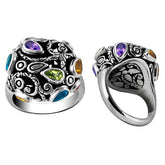 AR-6034-CO1-5" Sterling Silver Ring With Peridot, Citrine, Blue Topaz, Amethyst Jewelry Bali Designs Inc